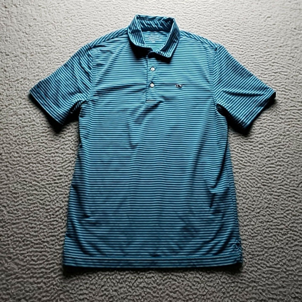 Vineyard Vines Performance Polo Shirt Mens XS Blue Stripe Golf Jersey Knit Top